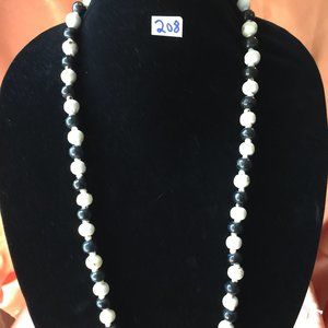 #208 BROWN & WHITE BEADED NECKLACE, NWT, BUNDLE!